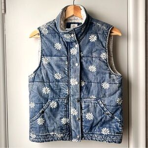 Element Puffy Denim Vest w/Daisy Motif